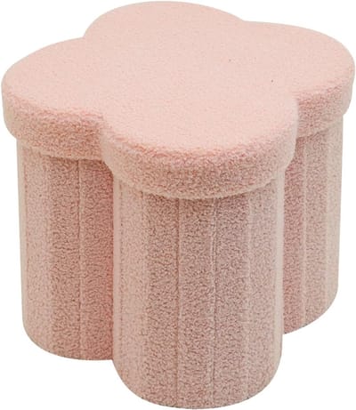 Opbergpoef Kinderkamer - Zitje met opbergruimte - Speelgoed opbergen - Opvouwbaar design - 40x40x40 cm - Roze