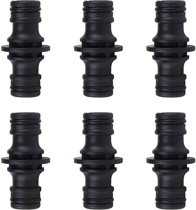 EXCITAT 6 stuks - Slangkoppelingen - Tweewegkoppeling - Geschikt voor tuin, keuken, toilet, badkamer - Zwart