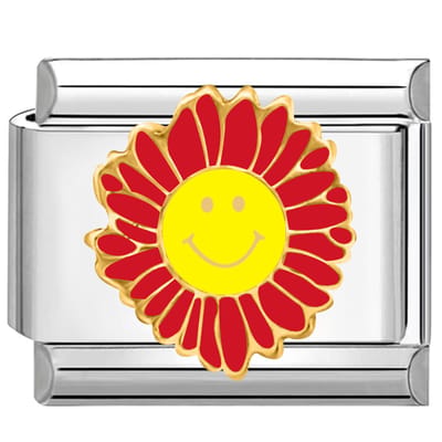 Quiges - Schakel - Bedel - 9mm - charms - Kleurrijk - Bloem - Geschikt voor - armband - Schakelarmband - italy bedels armband