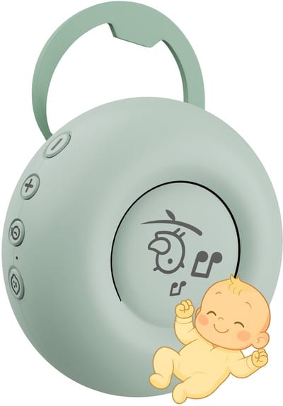 White Noise Machine voor Baby’s van MMOBIEL – 20 Rustgevende Geluiden, Huilsensor, Timer, USB-C Oplaadbaar – Draagbare Slaaphulp met Slaapliedjes, Natuurgeluiden & White/Pink/Brown Noises