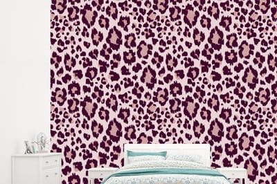 Behang - Fotobehang Patronen - Panter - Roze - Breedte 245 cm x hoogte 220 cm