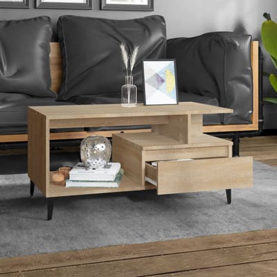 vidaXL - Salontafel - 90x49x45 - cm - bewerkt - hout - sonoma - eikenkleurig