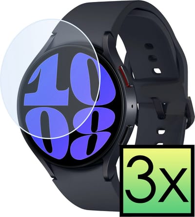 Screenprotector - 3 Stuks - Geschikt voor Samsung Watch 6 40 mm - Extra Sterk - Tempered Glass - Gehard Glas - Beschermglas Screen Cover - Bescherm Protector voor Smartwatch