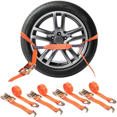 NAVOBIZ Spanbanden - Wielspanbanden met ratel - Set van 4 stuks - Belastbaarheid tot 5 ton - Ratelmechanismen - Stevig polyester