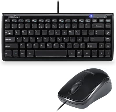 Bedraad Mini Toetsenbord en Muis Set met Numeriek Toetsenblok - Compact Chiclet Design