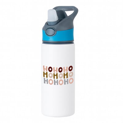 Hacebo® - Kerst ho ho ho waterfles met rietje blauw - Kerstmis - Kerst beker - winter - kerst - christmas - kerst cadeau - water fles - 650ML