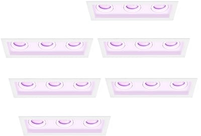 Ledvion – 6x LED Inbouwspot Triple Rechthoek 270x100mm – Wit – Dimbaar – Kantelbaar – GU10 – RGB+CCT – 4.9W – IP20