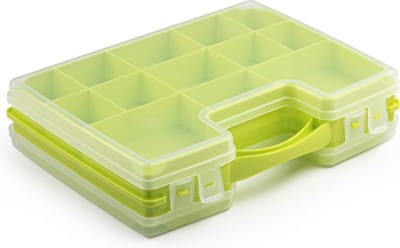 Plasticforte Opbergdoos - lime groen - kunststof - 28 x 21 cm - met deksel - opbergbox/sorteerdoos