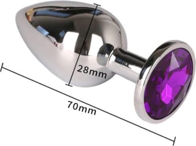 NewAgeDevi Crystal - Butt bling - Anal - Buttplug - Paars - Zilver | 28 mm