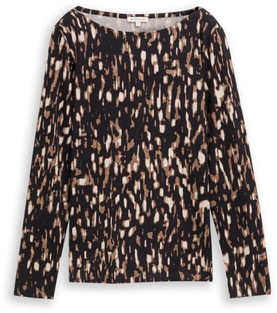 Tom Tailor - Shirt met lange mouwen en patroon - Maat M - brown sparkle design