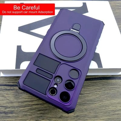 Schokbestendige Armor Voor Magsafe Draadloze Hoes Voor Samsung Galaxy S25 S24 S23 S22 Ultra S21 Plus Note 20 S25Ultra Ringhouder Cover For Galaxy S21 gray