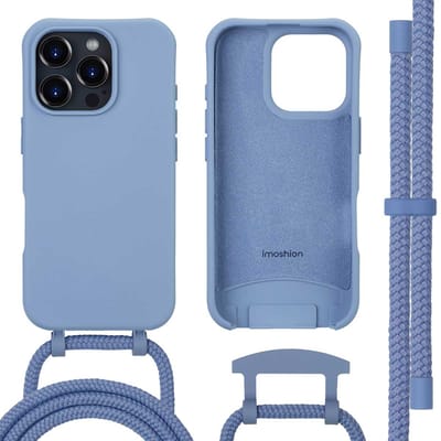 imoshion Hoesje - Geschikt voor iPhone 16 Pro Max - Color Backcover met afneembaar koord geschikt voor MagSafe - Ash Blue