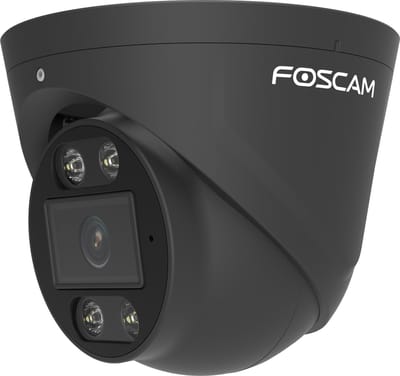 Foscam T5EP Beveiligingscamera Buiten – 5MP 3K PoE IP Camera – Persoons- en Voertuigdetectie – Nachtzicht 20m – Spotlight Sirene – 2-weg Audio – IP66 – Zwart