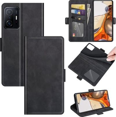 MobyDefend Hoesje - Geschikt voor Xiaomi 11T / Xiaomi 11T Pro - Luxe Wallet Book Case (Sluiting Zijkant) - Zwart