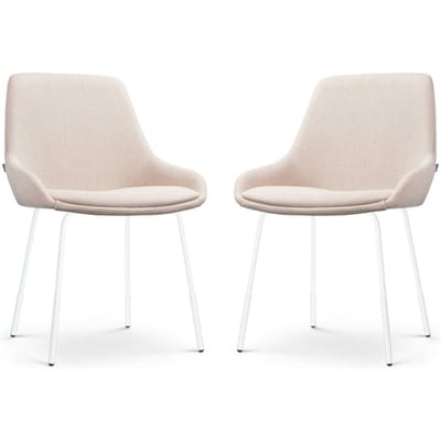 Nolon Nora-Isa Eetkamerstoelen Set van 2 Beige - Stof - Wit Onderstel - Design - Scandinavisch - Comfortabel
