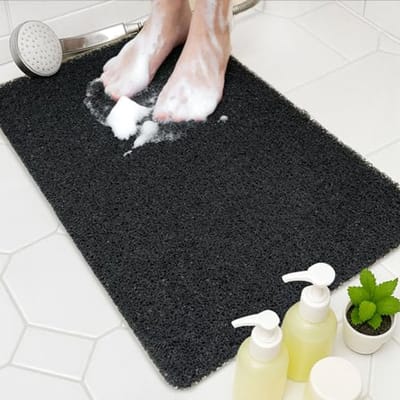 Antislip oplossing voor de badkamer - Loofah douchemat 70 x 50 cm met afvoergat