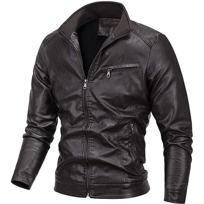 Leren jassen voor heren voor de herfst en winter, nieuwe motorjassen van PU-leer voor heren, plus fluwelen leren jassen, trendy leren jassen voor heren 5XL black