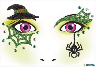 Halloween Gezicht stickers - heks - multi kleuren - volwassene - gezichtdecoratie