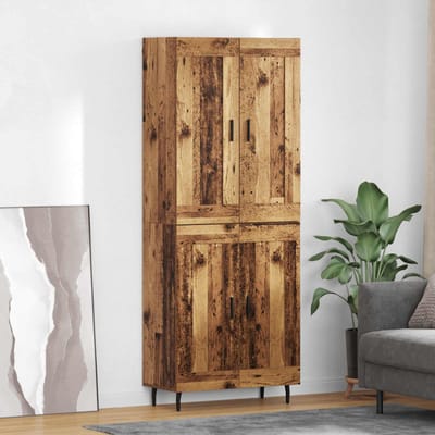 vidaXL - Highboard - 2 - st - Oudhout - 69,5 - x - 34 - x - 180 - cm - Bewerkt - hout