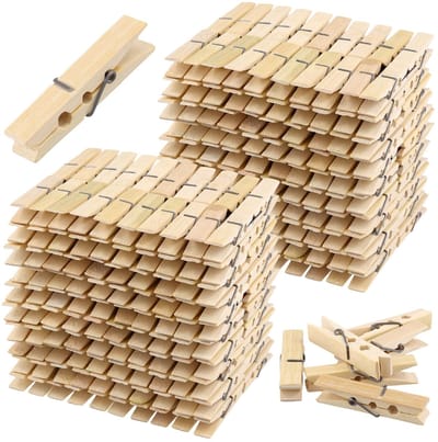 Dailygoods- Bamboe Haringen 500 Stuks - Kleine Houten Wasknijpers - Duurzaam - Compact - Winddicht - Hoogwaardig Materiaal