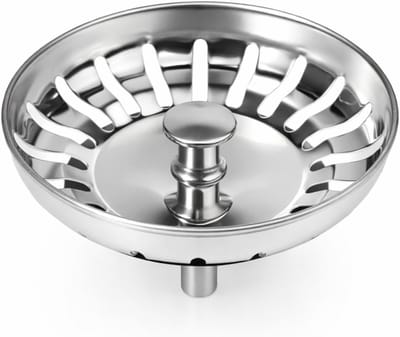 Multifunctionele afvoerstopper Ø 79 - 80 mm van roestvrij staal, met filters voor het verwijderen van verstoppingen en effectief gebruik in de keuken