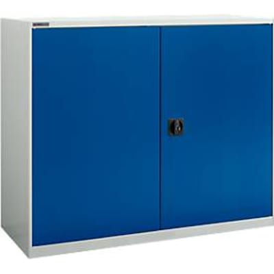 Draaideurkast Schäfer Shop Select MS-i 12412, plaatstaal, B 1200 x D 400 x H 1215 mm, 3 OH, lichtgrijs/gentiaanblauw, tot 150 kg
