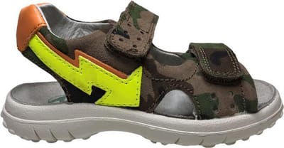 Naturino velcro's fluo gele pijl lederen sandalen Kahiwa camouflage groen Mt 24