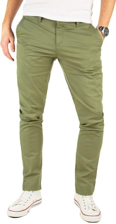 Yazubi Heren Chinobroek Kyle – Slim Fit – Katoen Stretch – Olijfgroen – 5-pocket