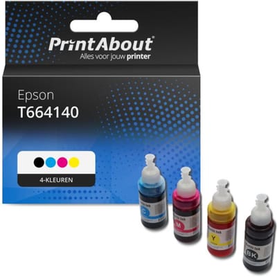 PrintAbout huismerk Inktcartridge T664140 4-kleuren Multipack Geschikt voor Epson