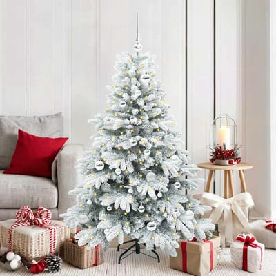 vidaXL - Kunstkerstboom - met - 150 - LED - met - standaard - Wit - 150 - cm - PE - en - PVC