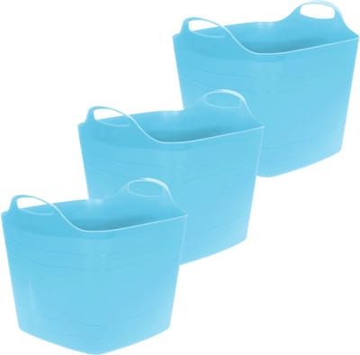 Excellent Houseware Flexibele emmer - 3x - blauw - 15 liter - kunststof - vierkant - 30 x 29 cm