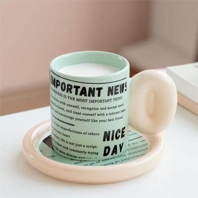 Krantstijl Contrasterende Koffiekop Schotel Engelse Keramische Kop Home Office Mok Hoge Uitstraling 200ml