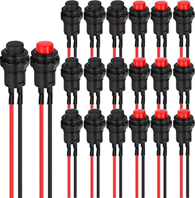 Mini drukknopschakelaar 12 mm - 20 stuks momentary schakelaar voor Arduino, autotrompet, pc en meer