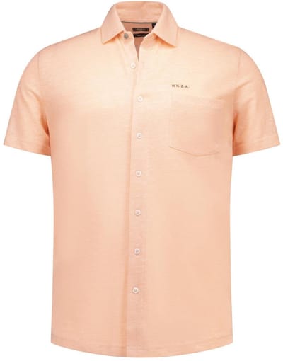 New Zealand Auckland Overhemd Shirt Short Sleeve 26dn593sc 1340 Neon Salmon Melange Mannen Maat - M
