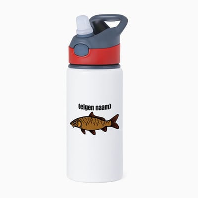 Hacebo® - vis met eigen naam waterfles met rietje rood - Vis - vissen liefhebbers - iemand die houdt van vissen - verjaardag - cadeau - kado - water fles - 650ML