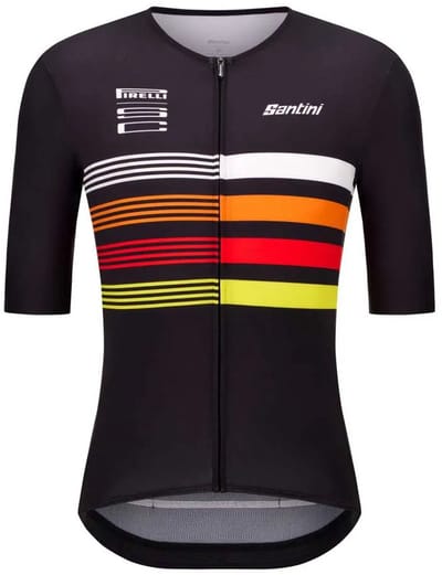 Santini Pirelli Tape Korte Mouw Wielertrui Zwart S Man,Vrouw