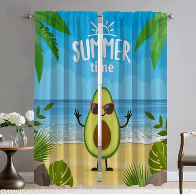 Avocado Verduisterende Gordijnen voor Woonkamer Gordijn Home Interieur Gordijnen 2 Stuks Shades Halloween Decoratie Tule voor Slaapkamer W50xH70cmx2pcs-CL blue