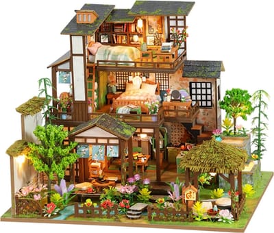 Miniatuurhuisset - Poppenhuis bouwpakket - Hobby knutselen - Gedetailleerd model - 1:12 schaal - Bruin