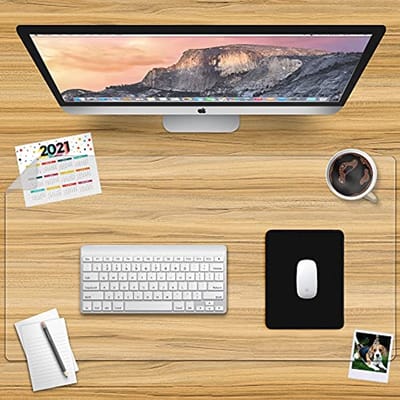 Transparante Antislip Schrijfmat - 36 x 20 inch - Ronde Randen - Gestructureerd voor Kantoor en Thuis