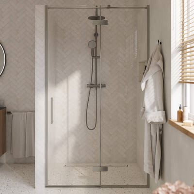 Saqu Grace draaideur met vast paneel rechts incl. antikalk 120x210cm geborsteld grijs