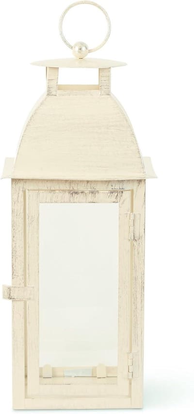 Decoratieve Kandelaar Lantaarn - Kaarsenhouder Standaard - Sfeerverlichting Creëren - Verweerde Afwerking - 14 x 14 x 318 cm - Rood