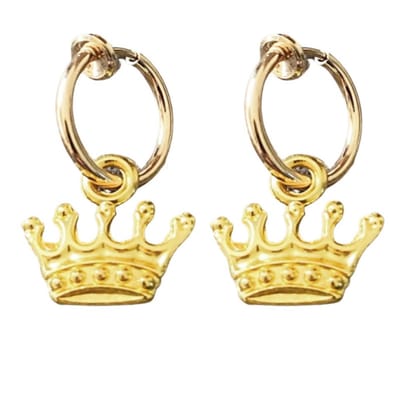 Klem oorbellen-Kroon-Goudkleurig- geen gaatje- Charme Bijoux