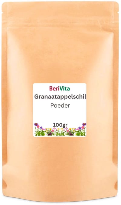 Granaatappelschil Poeder 100gr - Puur Pomegranate Peel Powder - Gezichtmasker en Lichaamspakking