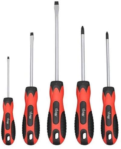Magnetische Schroevendraaier Set - 5 Stuks Sleuf- en Kruiskopschroevendraaiers met Ergonomisch Antislip Handvat en Roestbestendige Tips
