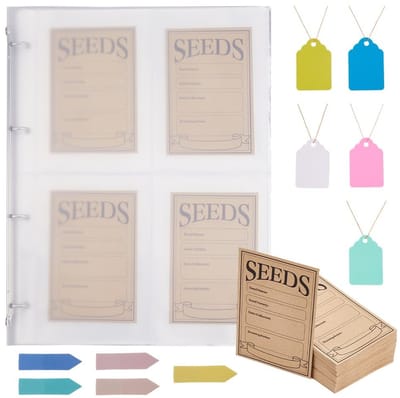 Dailygoody - Zaad opslag container - Organisator kit - Inclusief 4 ringband en zelfklevende enveloppen - Gemengde kleur - Voor tuinliefhebbers - Ideaa...