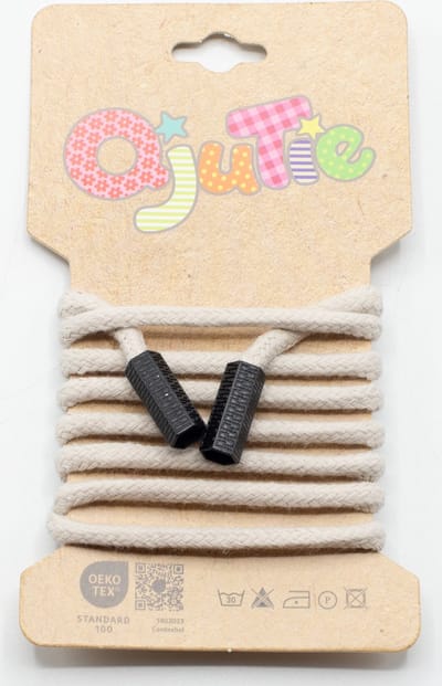 Trekkoord - Hoodiekoord - Hoodiekoord met eindstukken - Sand - Katoen - 1.15m lang - 100% Katoen - Kunststof eindstukken
