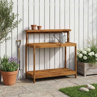vidaXL - Buiten - pottingbank - 111,5 - x - 48,5 - x - 107 - cm - Massief - Acacia - Hout