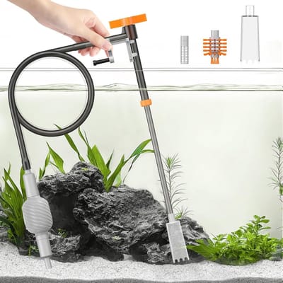3-in-1 Aquarium Water Changer Set, Siphon en Handmatige Grondreiniger voor Waterverversing, Zandwassen en Onderhoud met 1 m en Uitschuifbare Slang