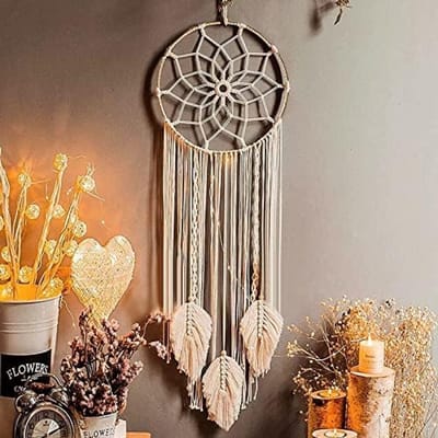 PromoHome Macramé Dromenvanger - Handgemaakte Wanddecoratie met Kwastjes
