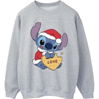 Disney Heren Lilo And Stitch Kerstmis Love Biscuit Sweatshirt (Sportgrijs)